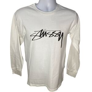 Stussy Long Sleeved T Shirt Men's Size Small White Graphic Print White
